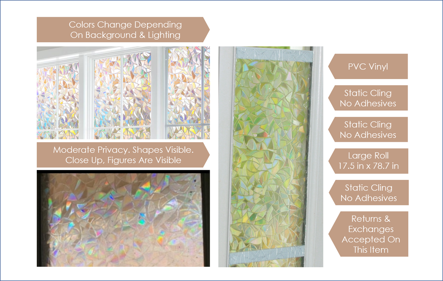 Rainbow Window Film Large Roll, Holographic Window Decal, Sun Catcher Window Film, Rainbow Prism, Perfect for Crafters