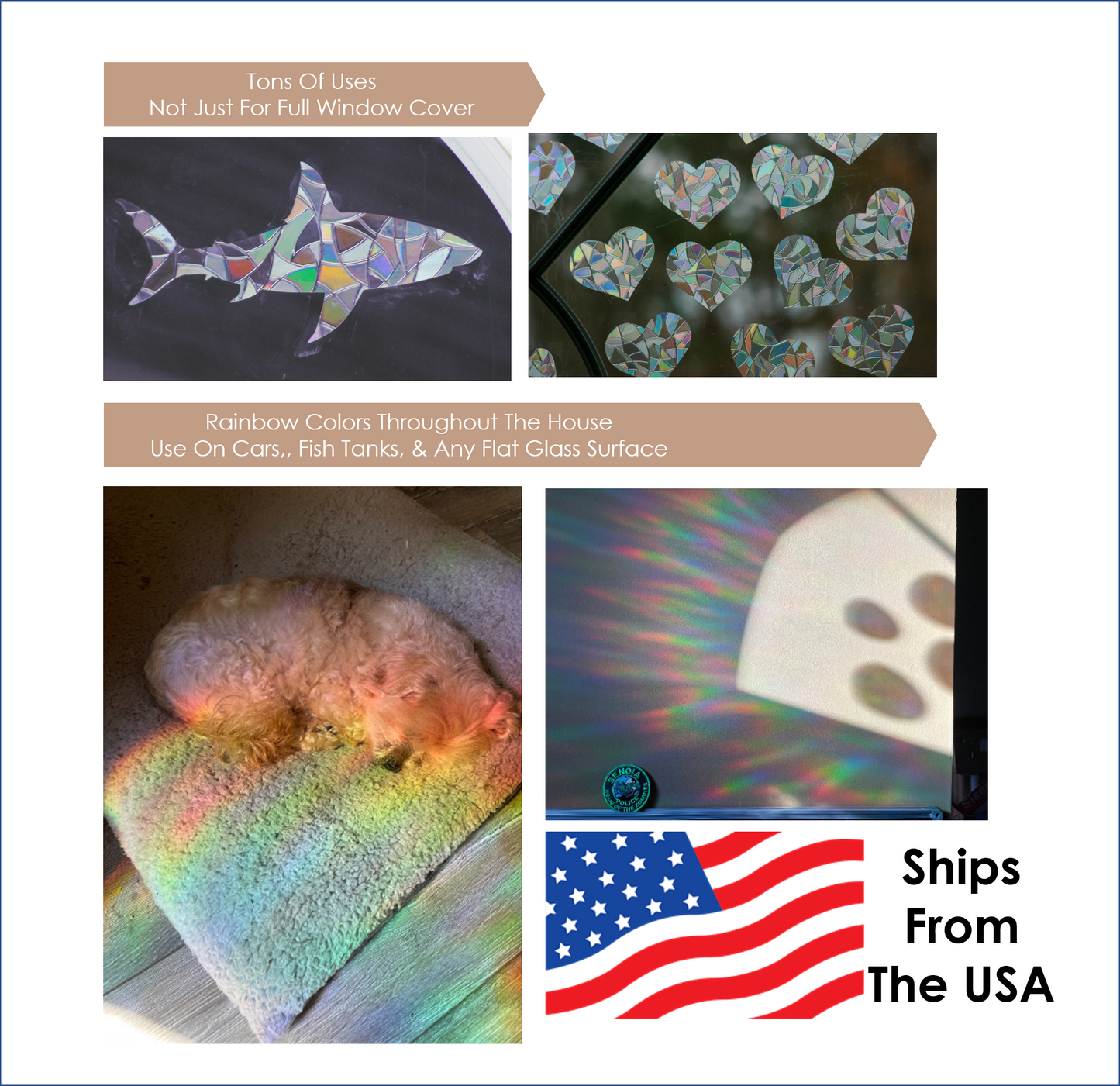 Rainbow Window Film Large Roll, Holographic Window Decal, Sun Catcher Window Film, Rainbow Prism, Perfect for Crafters
