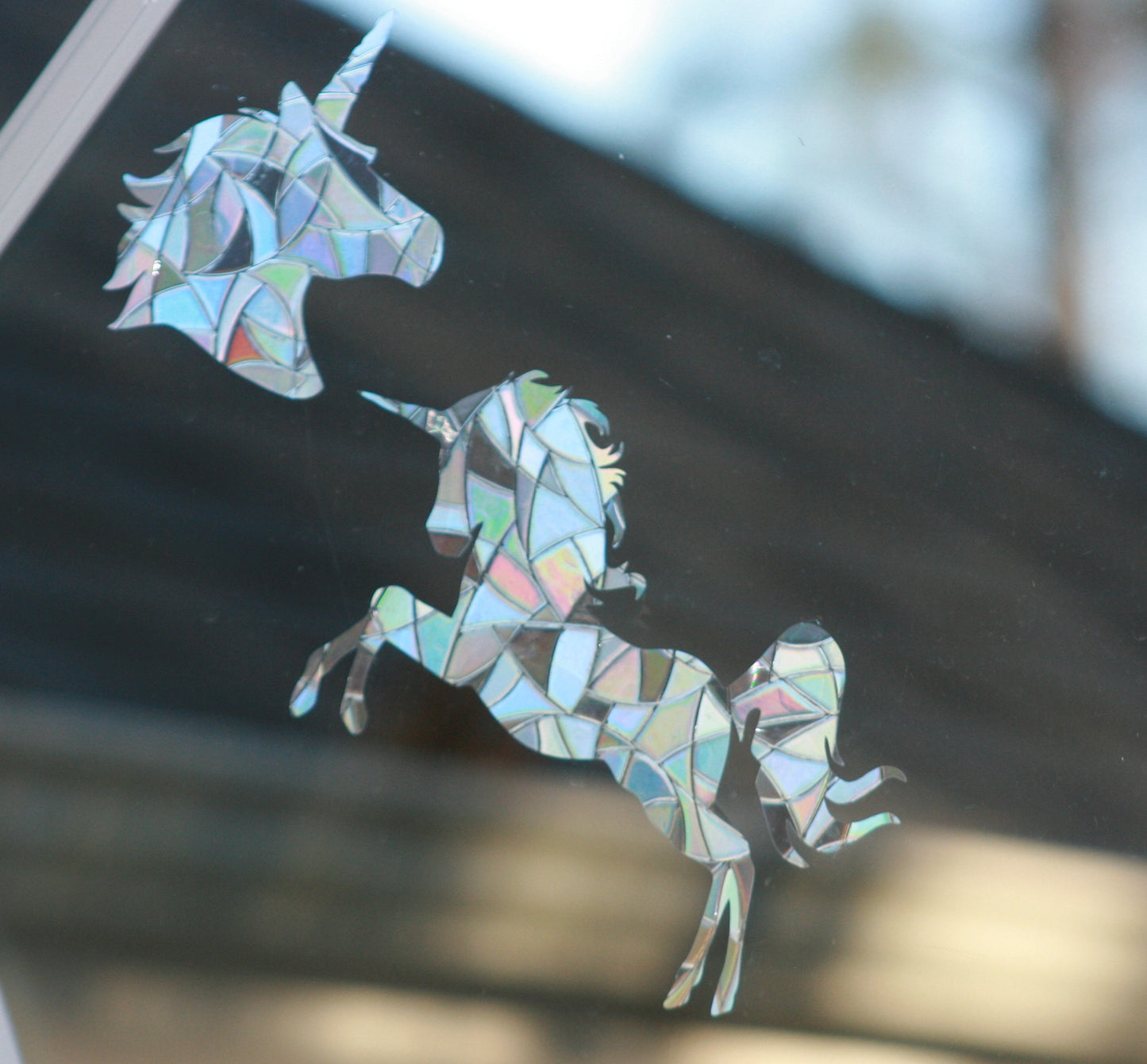Unicorn Window Clings. Sun Catcher. Rainbow Prism Decoration. Static Window Cling. 8 Decals with bonuses!