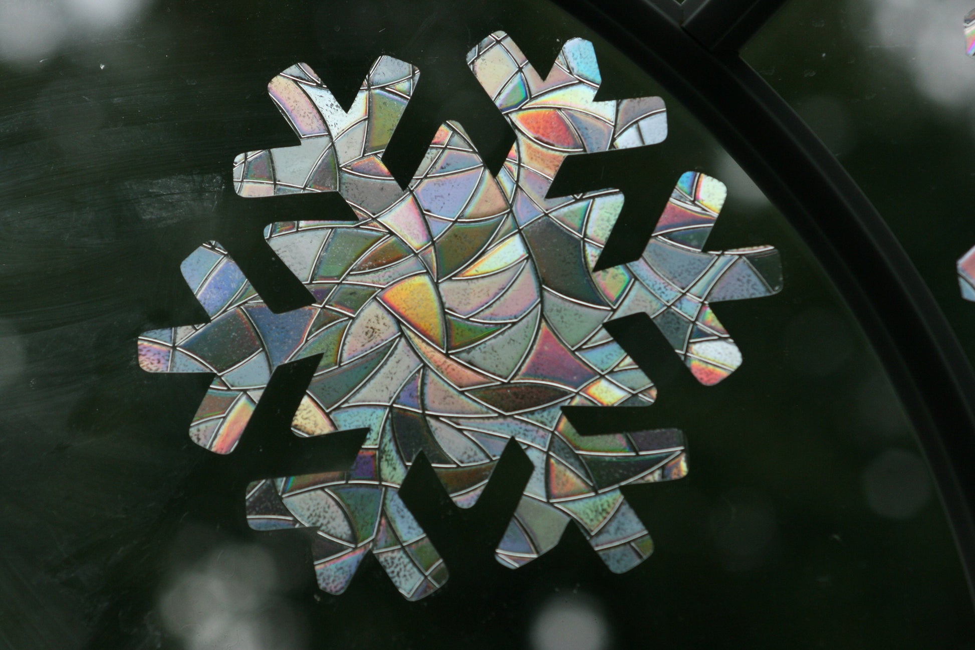 Snowflake Shaped Window Cling for Christmas / Winter. Suncatcher Rainbow Window Film Stickers
