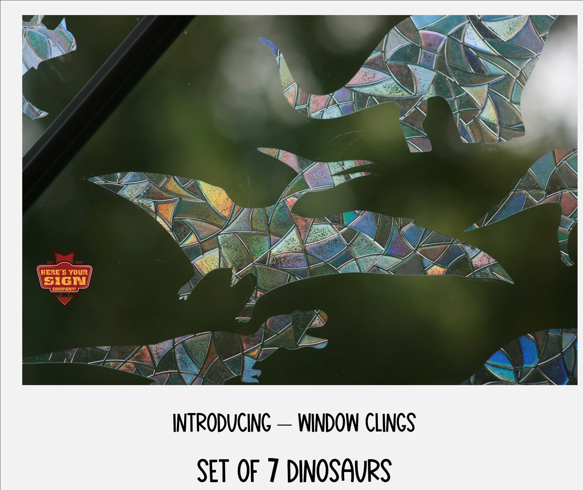 Dinosaur Window Clings. Suncatcher Rainbow Window Film Stickers