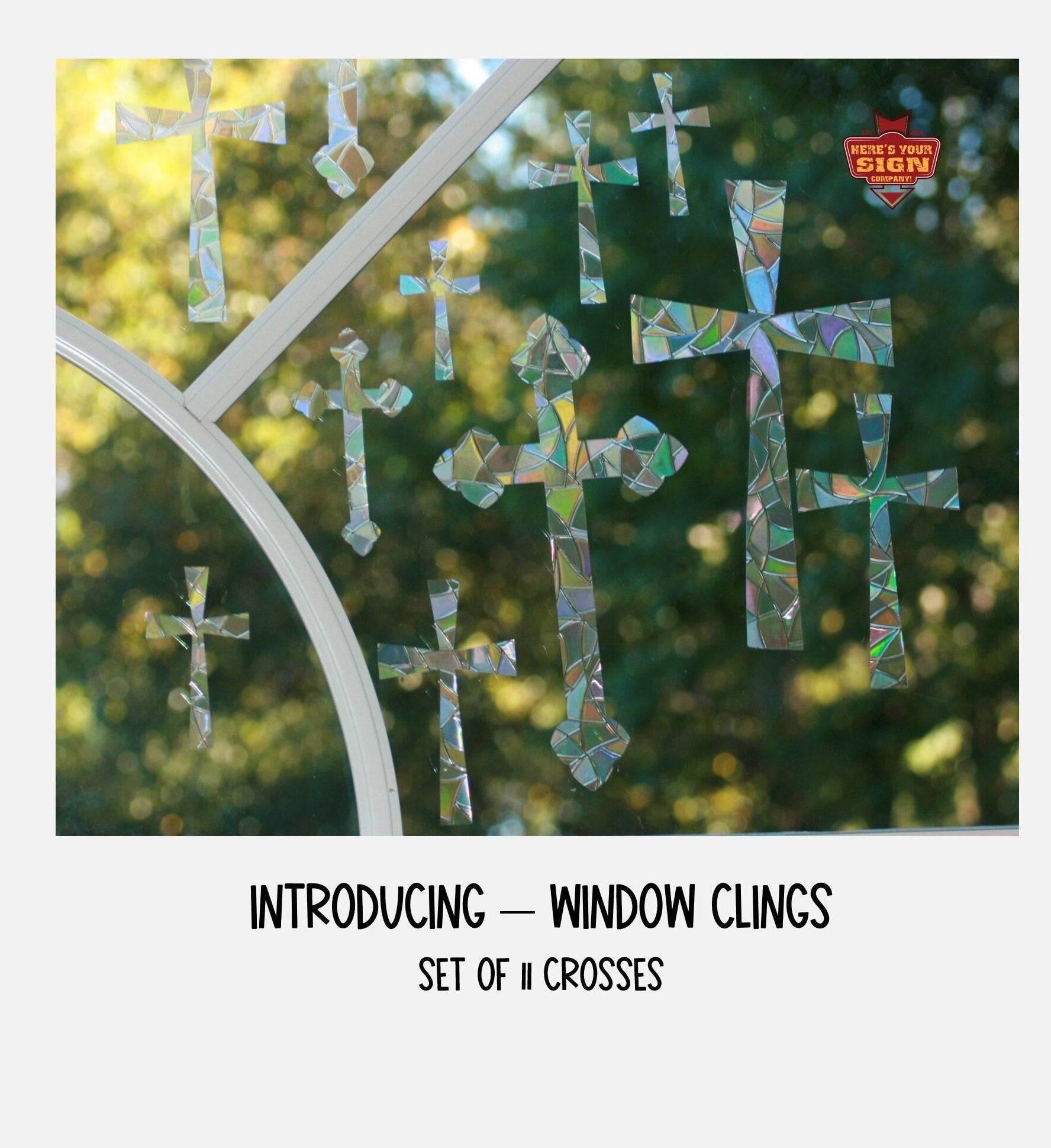 Cross Window Clings, Suncatcher Rainbow Window Film Stickers