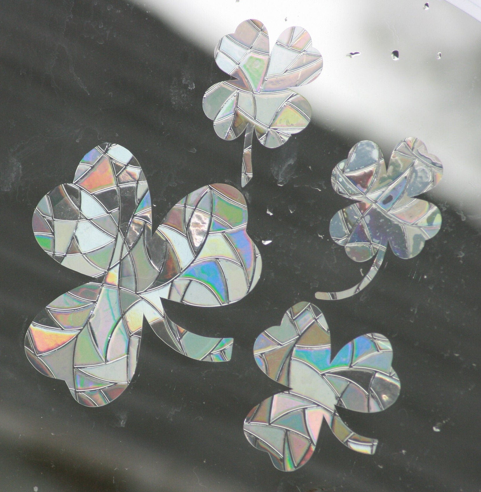 Shamrock Window Clings. Four Leaf Clovers, St. Patty's Day. Suncatcher Rainbow Window Film Stickers