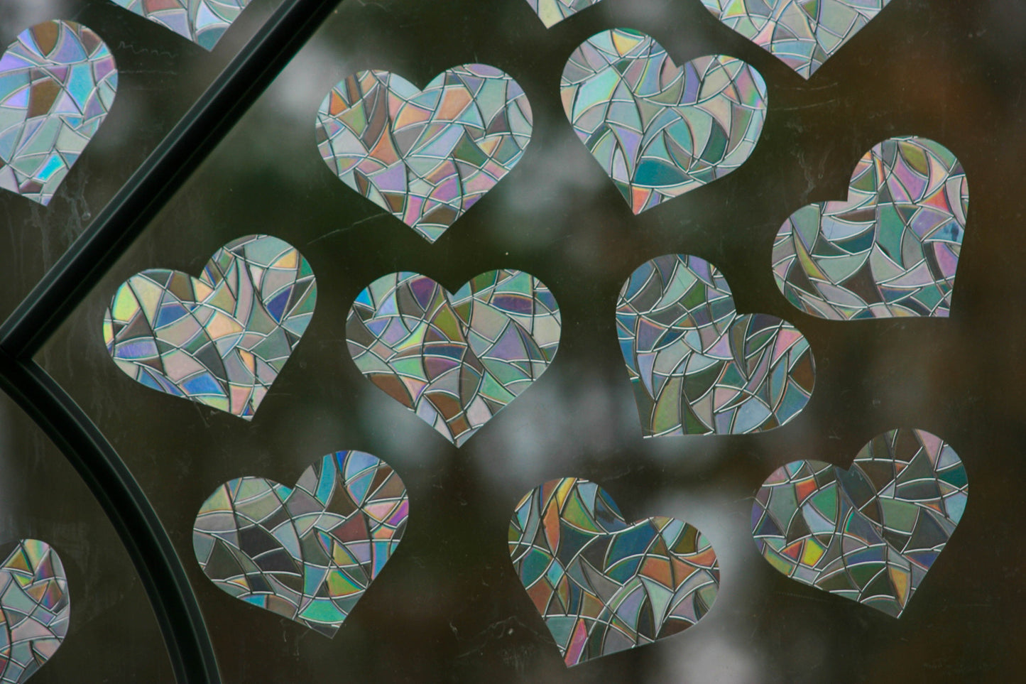 Hearts 3.5" Window Clings. Suncatcher Rainbow Window Film Stickers