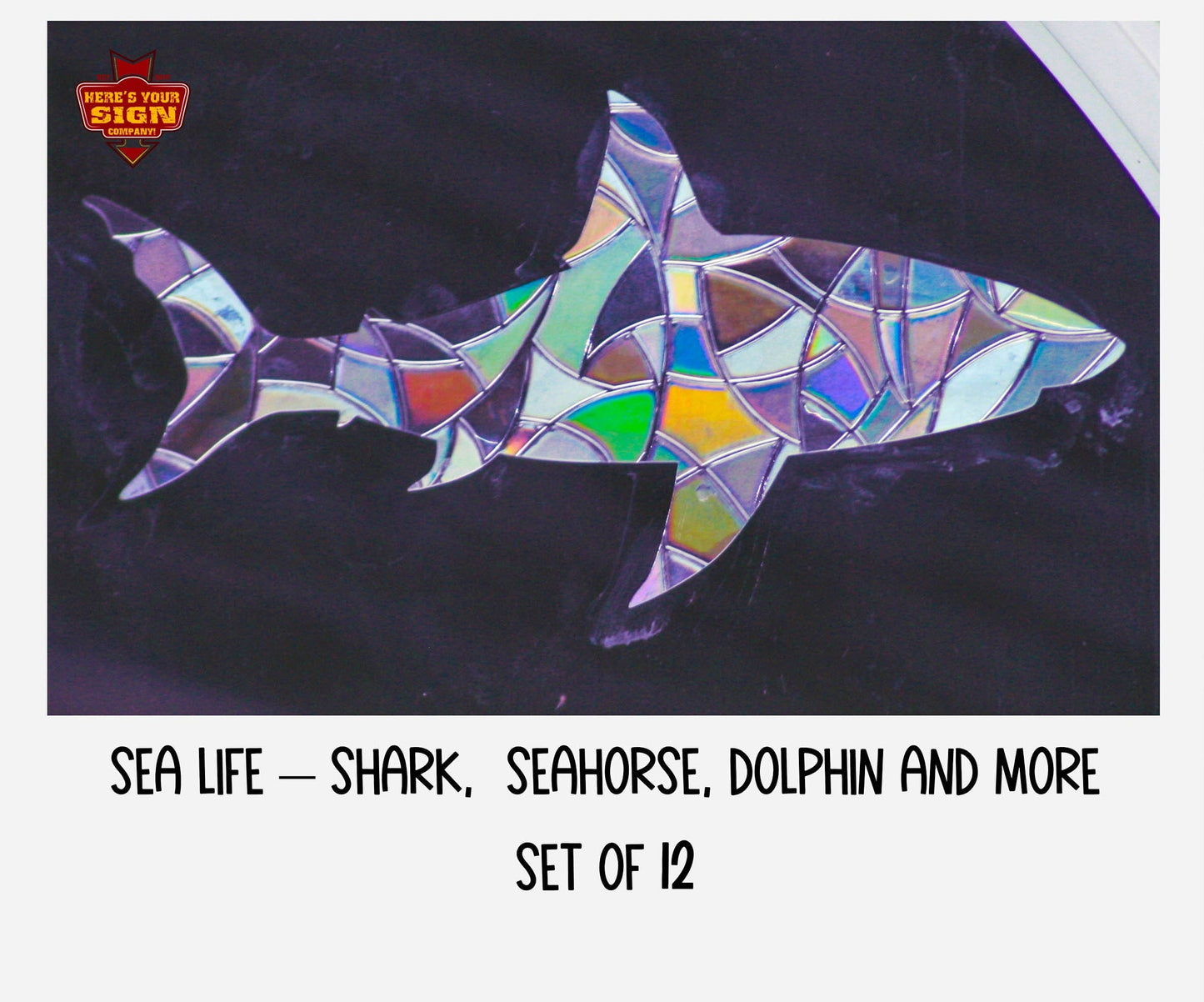 Sea Life Window Clings. Shark, Dolphin, Seahorse, Shell. Suncatcher Rainbow Window Film Stickers.