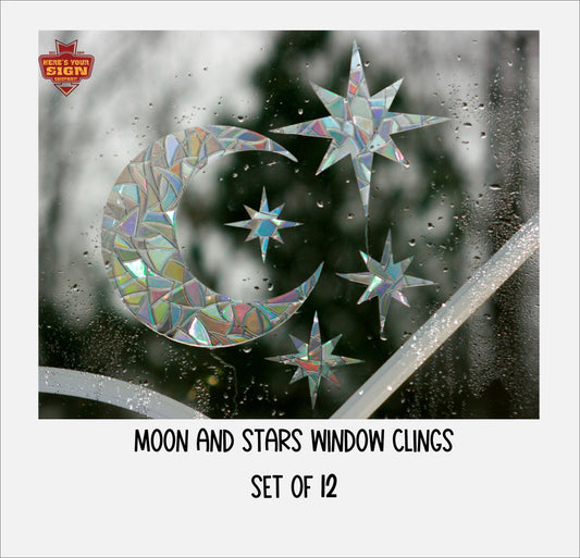 Moon and Stars Window Clings