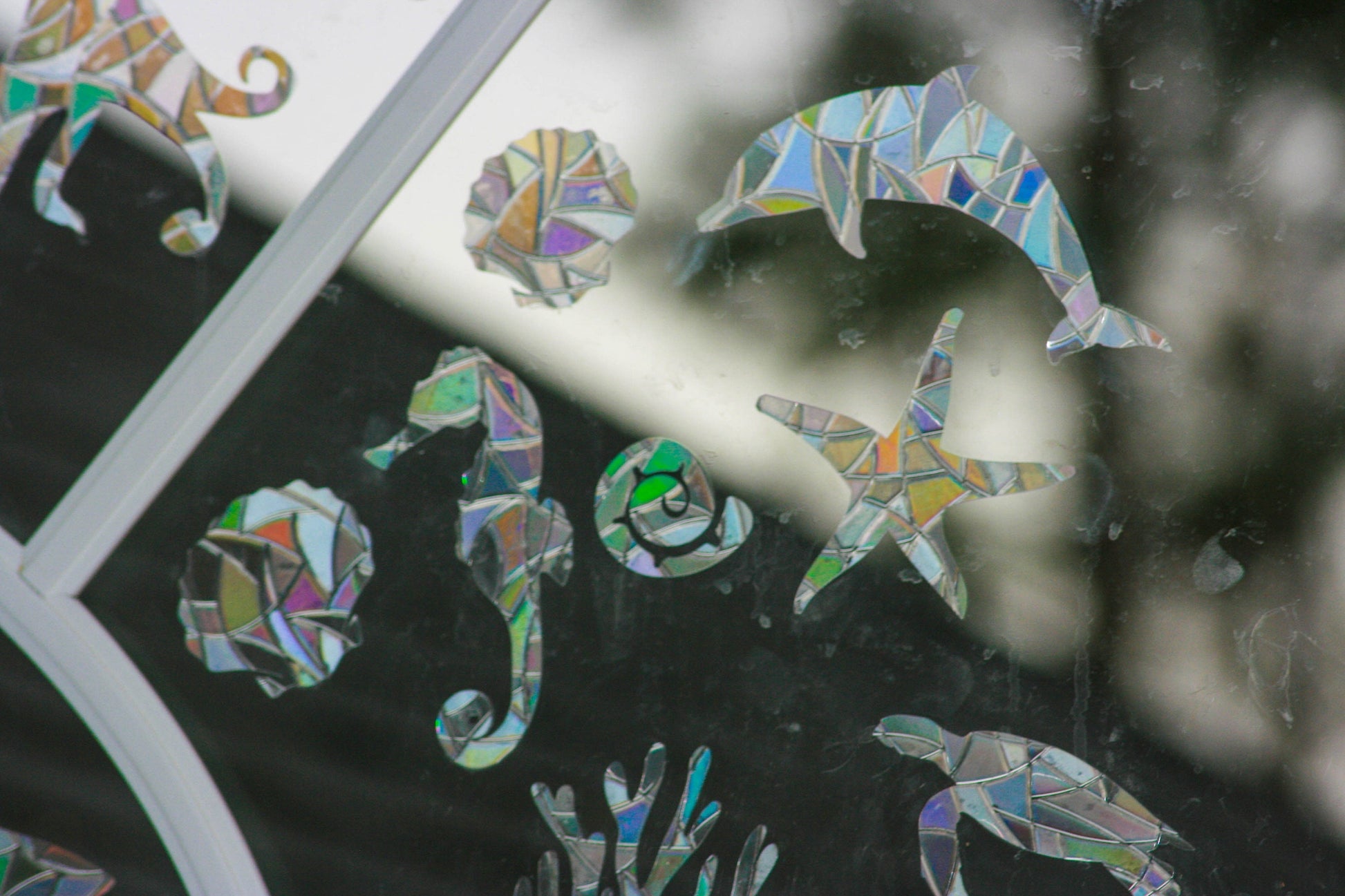 Sea Life Window Clings. Shark, Dolphin, Seahorse, Shell. Suncatcher Rainbow Window Film Stickers.